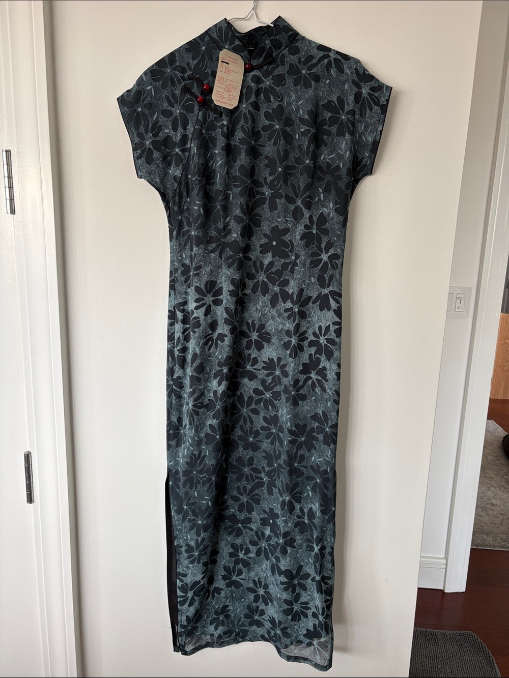 DXJ Bluebell Women's Floral Mandarin Collar Maxi Dress